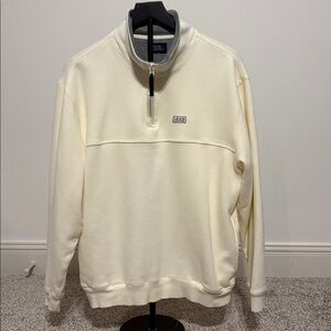 Izod Perform-X Cream 1/4 Zip Fleece Lined Mock Neck Sweatshirt Size M